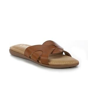 Cliffs By White Mountain Women's Fortunate Slide Sandal, Tan Burnished Size 7.5M